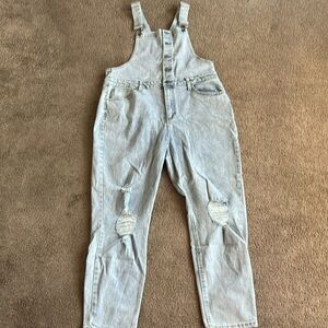 No Boundaries Acid Washed Light Denim Overalls NWOT